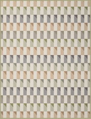 Wohndecke mit geometrischem Muster in Beige, Grau und Grün, Draufsicht