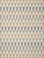 Wohndecke mit geometrischem Muster in Beige, Grau und Grün, Draufsicht