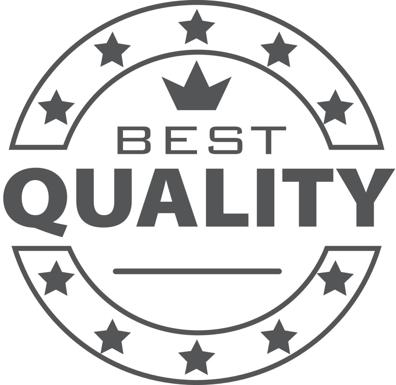 Best Quality-zegel met sterren en kroon, vooraanzicht