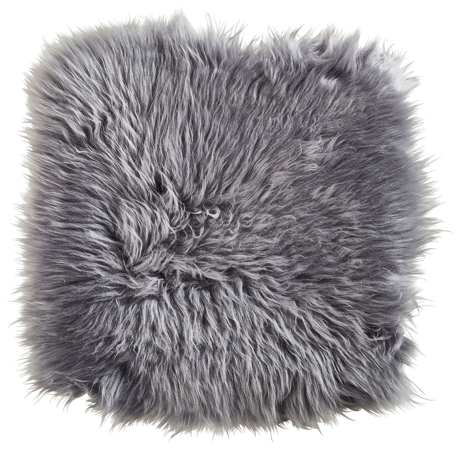Graue Lammfell Sitzauflage 35x35cm, Draufsicht