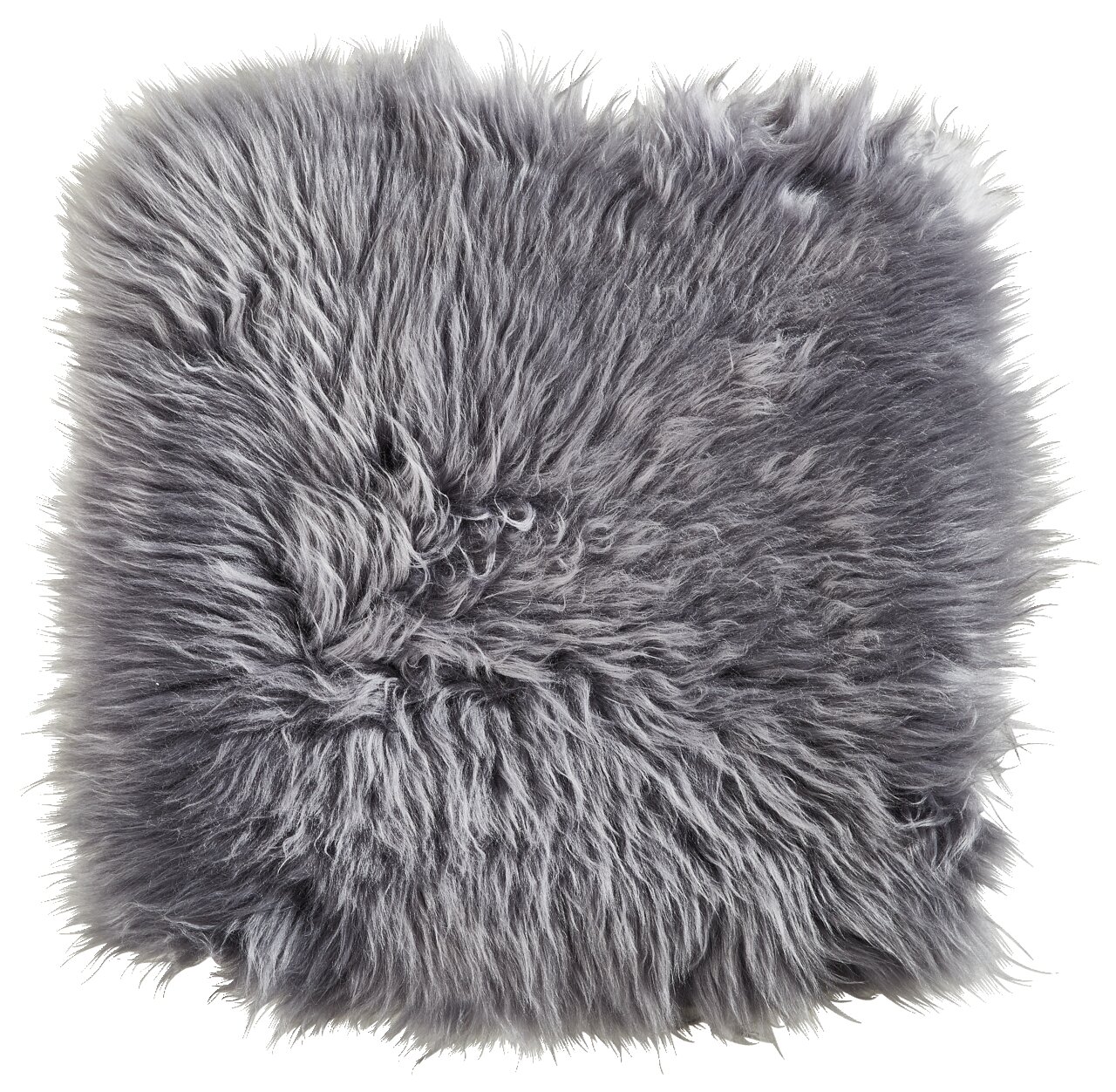 Graue Lammfell Sitzauflage 35x35cm, Draufsicht