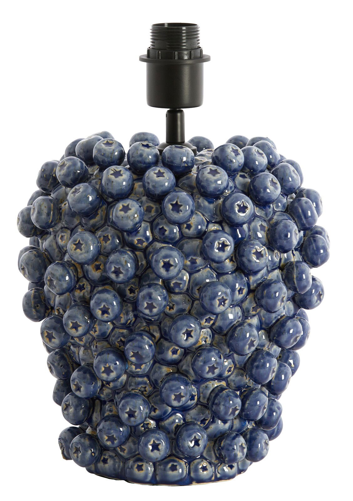 Light&Living Lampenfuß BERRIES Blauer Lampenfuß mit kugelförmigen Verzierungen, frontal betrachtet.