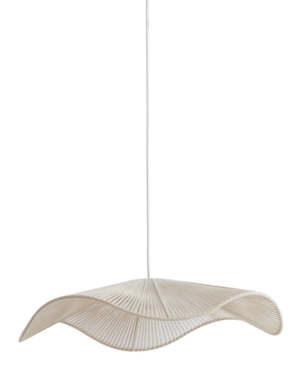 Light&Living Hängeleuchte RAFA Moderne Hängeleuchte mit wellenförmigem, geflochtenem Schirm aus seitlicher Perspektive