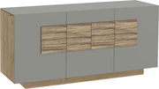 Modernes Sideboard in Grau mit Holzdetails, Frontansicht