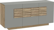 Modernes Sideboard in Grau mit Holzdetails, Frontansicht