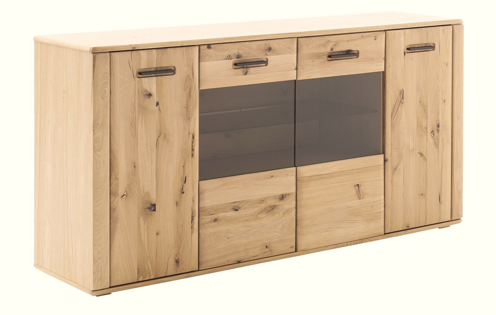 Cantus Sideboard ASINARA Holzsideboard mit Glasfronten, seitliche Perspektive