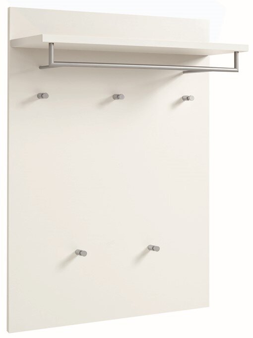 VOSS Paneel SALEA Weißes Paneel mit sechs Haken und einer Ablage, frontale Ansicht