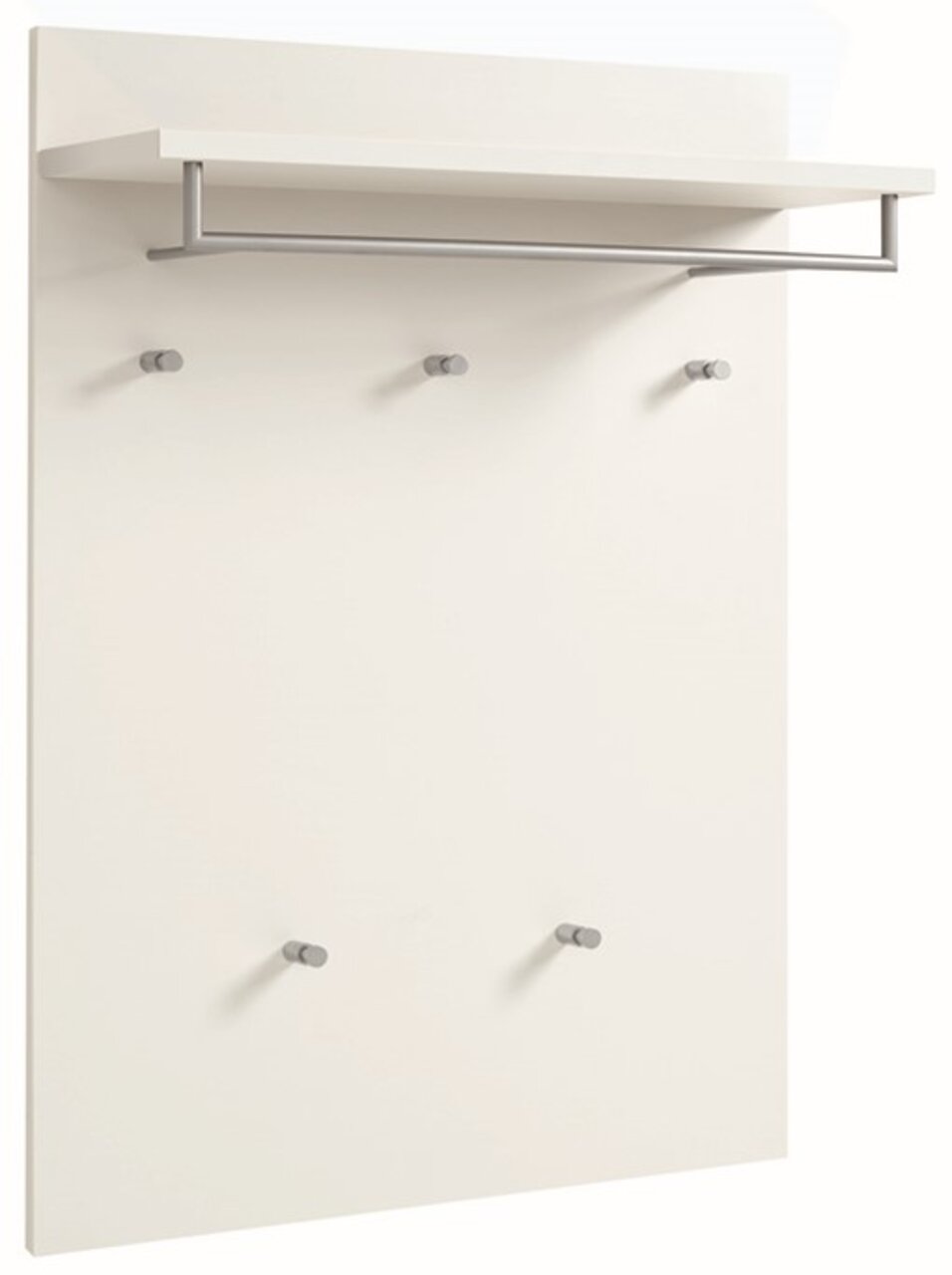 VOSS Paneel SALEA Weißes Paneel mit sechs Haken und einer Ablage, frontale Ansicht