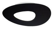 Moderne LED-Deckenleuchte in organischer Form, schwarze Oberfläche, Ansicht von unten.