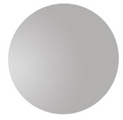 Runde, glatte graue Scheibe/Platte auf weißem Hintergrund, Frontalansicht von oben