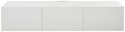 Weißes TV-Hängelowboard mit drei Türen, frontale Ansicht