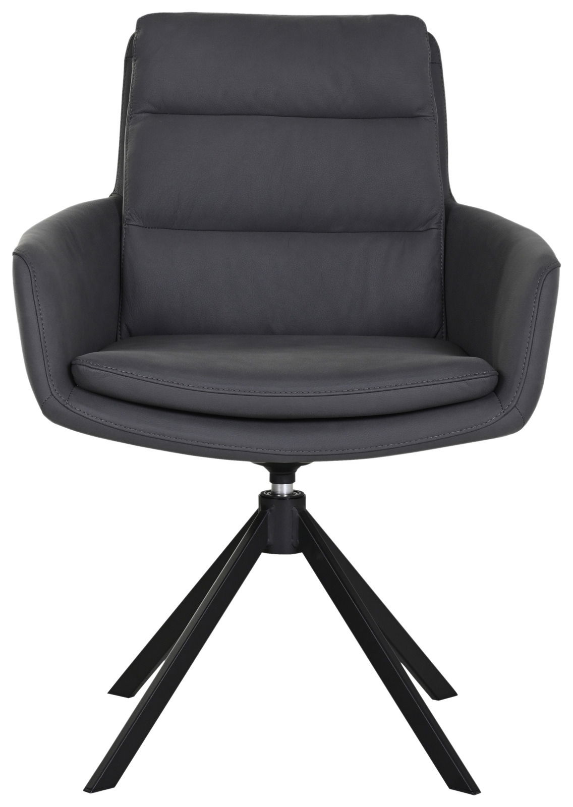 Dieter Knoll Sessel EVEREST Moderner schwarzer Sessel mit gepolstertem Sitz und Rückenlehne, auf einem stabilen Metallgestell, Frontalansicht.