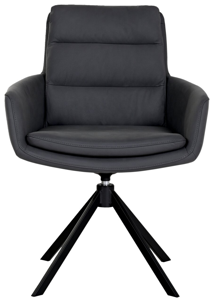 Dieter Knoll Sessel EVEREST Moderner schwarzer Sessel mit gepolstertem Sitz und Rückenlehne, auf einem stabilen Metallgestell, Frontalansicht.