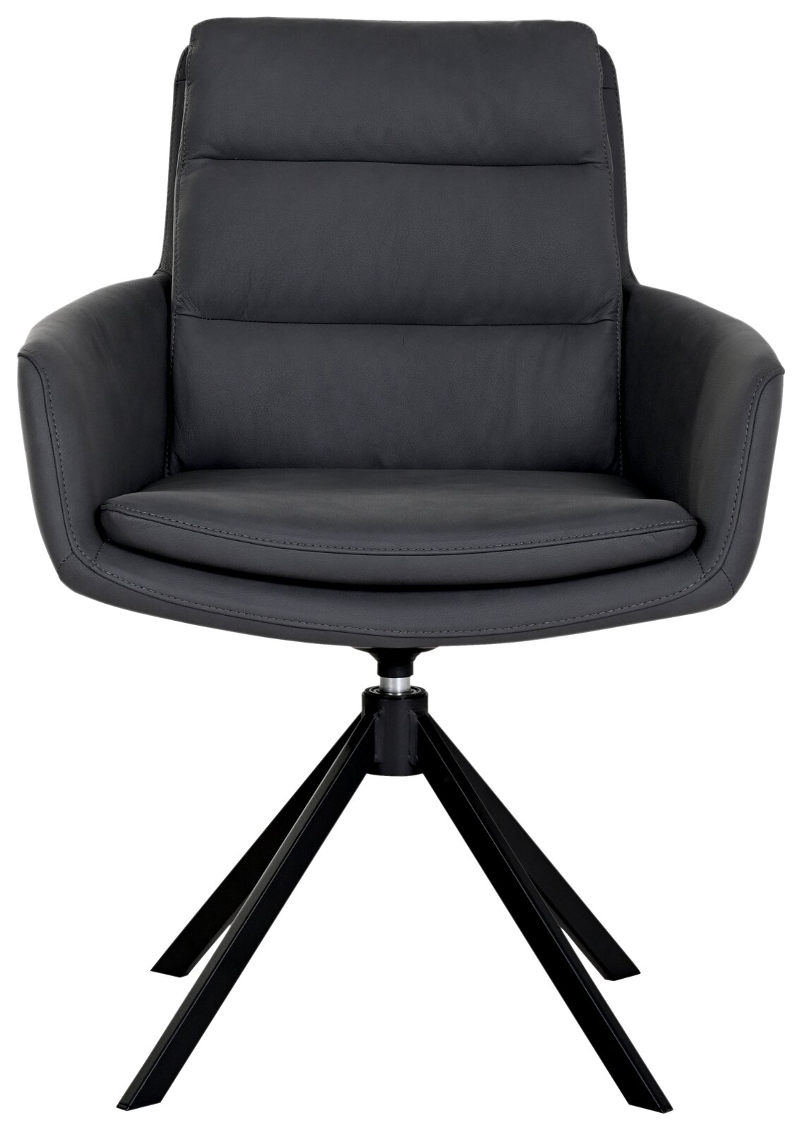 Dieter Knoll Sessel EVEREST Moderner schwarzer Sessel mit gepolstertem Sitz und Rückenlehne, auf einem stabilen Metallgestell, Frontalansicht.