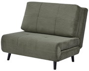 Groene functionele fauteuil met geribbelde stoffen bekleding, zijaanzicht