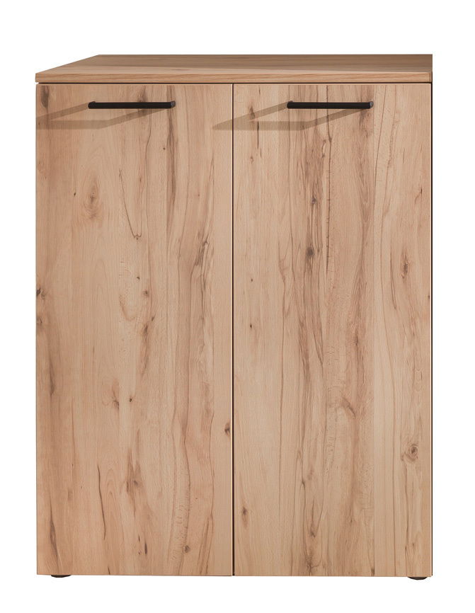 Moderano Schuhschrank ALMADA Schuhschrank aus Holz mit zwei Türen und schwarzen Griffen, frontale Ansicht