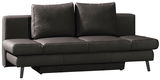 Schwarzes Querschläfer-Sofa mit zwei großen Rückenkissen, Vorderansicht