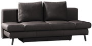 Schwarzes Querschläfer-Sofa mit zwei großen Rückenkissen, Vorderansicht
