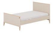 Modernes Jugendbett in hellem Holzdesign, seitliche Perspektive