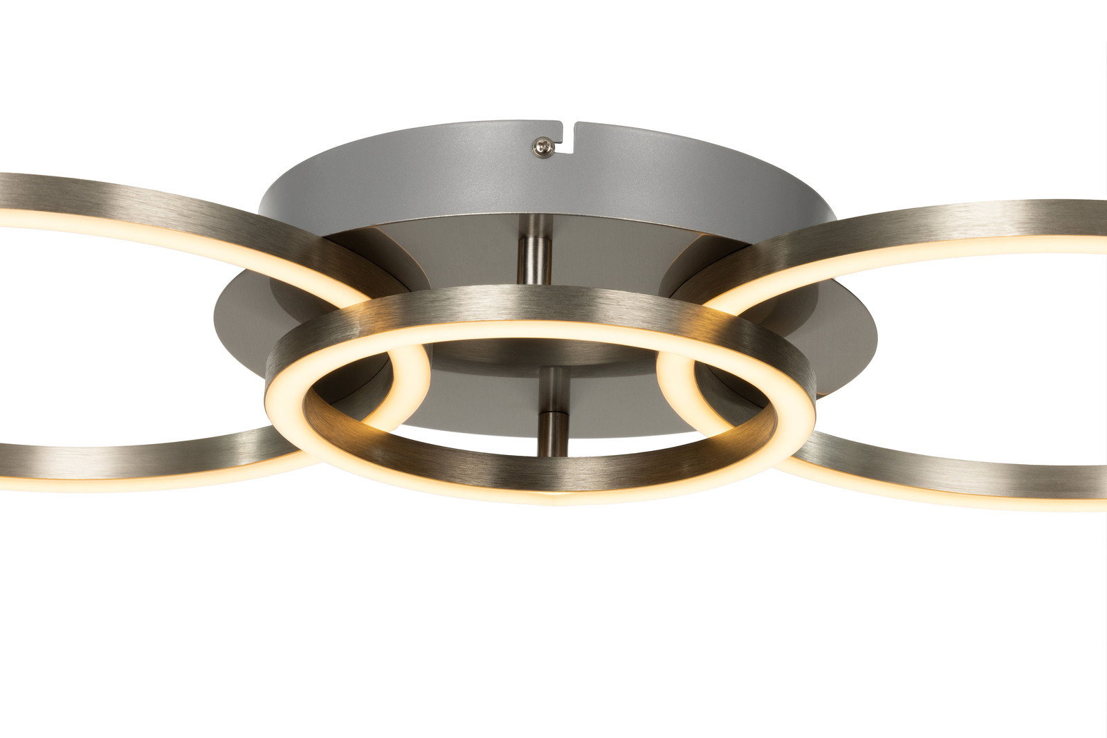 Moderne LED-Deckenleuchte mit kreisförmigem Design, seitliche Perspektive