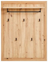 Holz-Wandpaneel mit Haken und Ablage, Frontalansicht