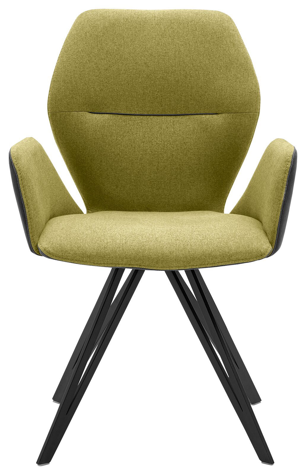 Valnatura Armlehnenstuhl PIANO Grüner Armlehnenstuhl mit schwarzem Metallgestell, Vorderansicht
