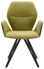 Grüner Armlehnenstuhl mit schwarzem Metallgestell, Vorderansicht