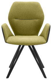 Grüner Armlehnenstuhl mit schwarzem Metallgestell, Vorderansicht