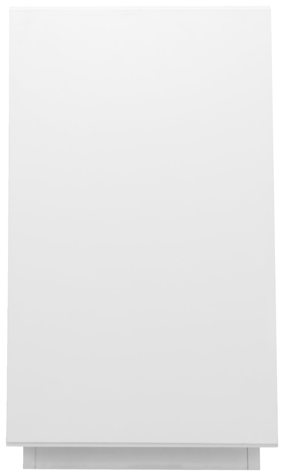 Weißer Büroschrank, frontal fotografiert, mit schlichter, glatter Oberfläche.