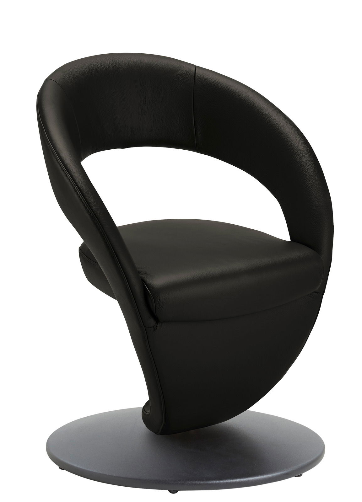 Moderano Sessel MEDINO Moderner schwarzer Sessel mit geschwungenem Design, seitliche Perspektive