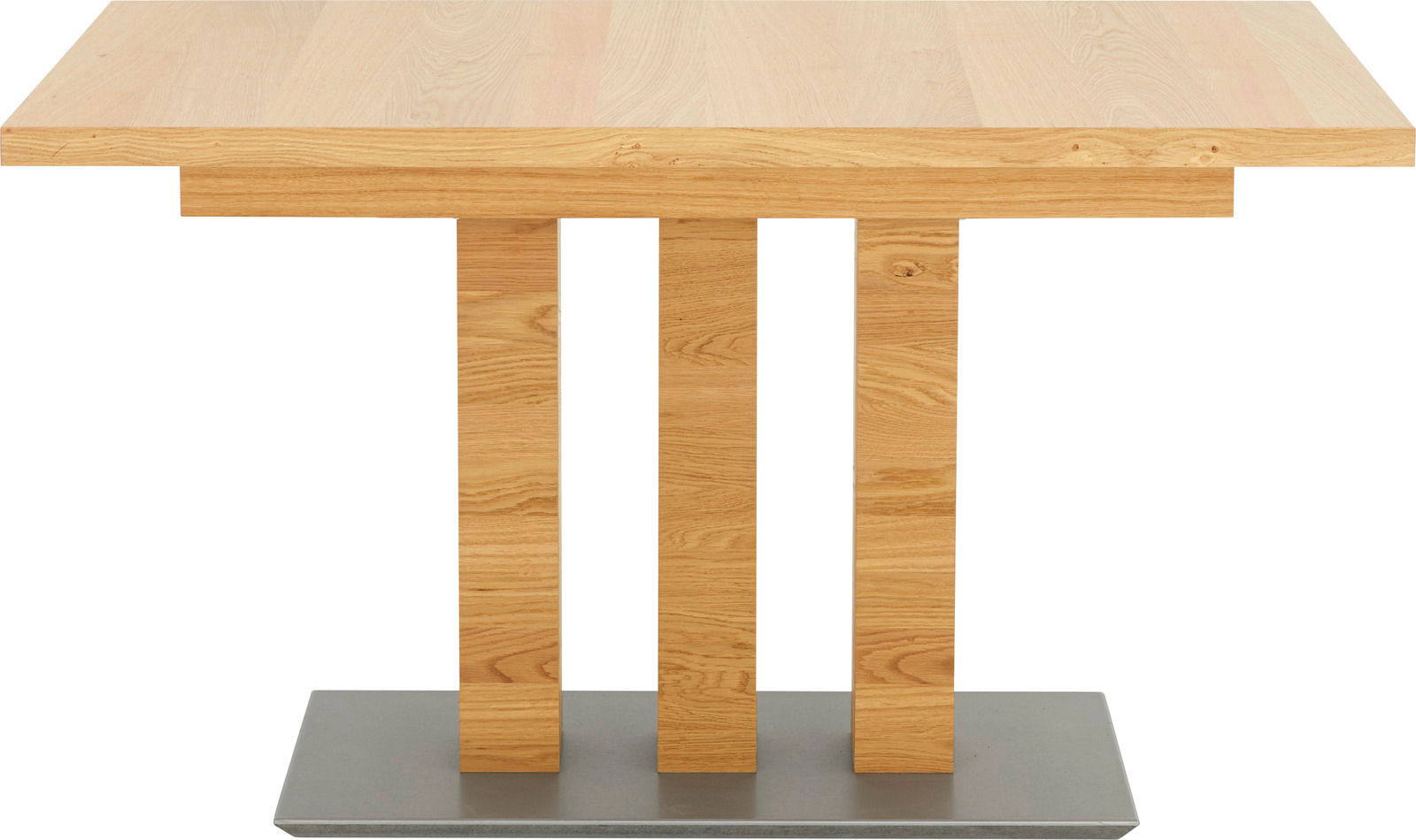 Moderano Esstisch GAME Esstisch aus Holz mit drei vertikalen Streben und einer stabilen Metallbasis, Seitenansicht