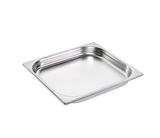 Metallbehälter aus Edelstahl, perspektivisch von oben rechts fotografiert