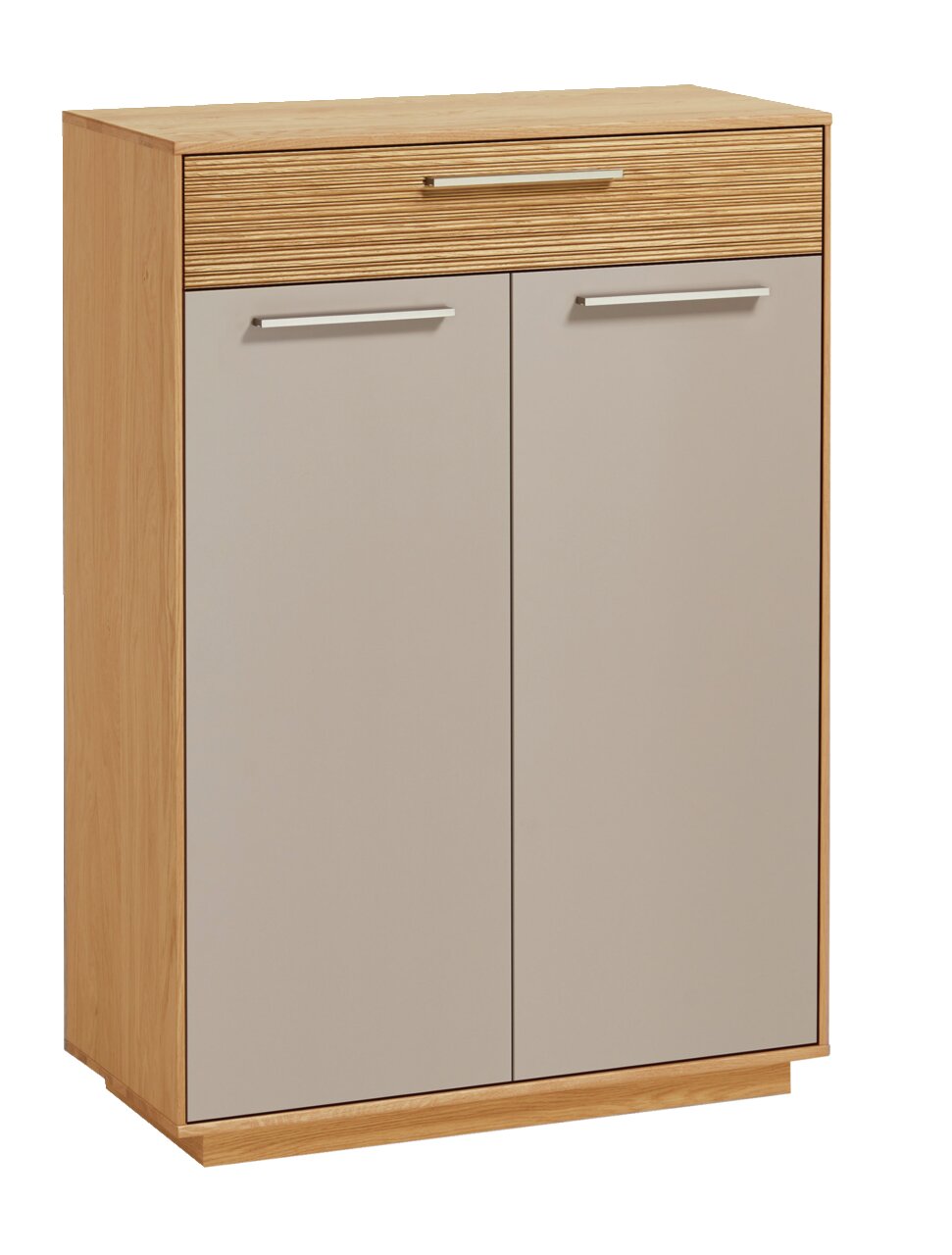 VOSS Schuhschrank LOVENO Moderner Schuhschrank aus Holz mit zwei Türen und einer Schublade, frontal abgebildet.