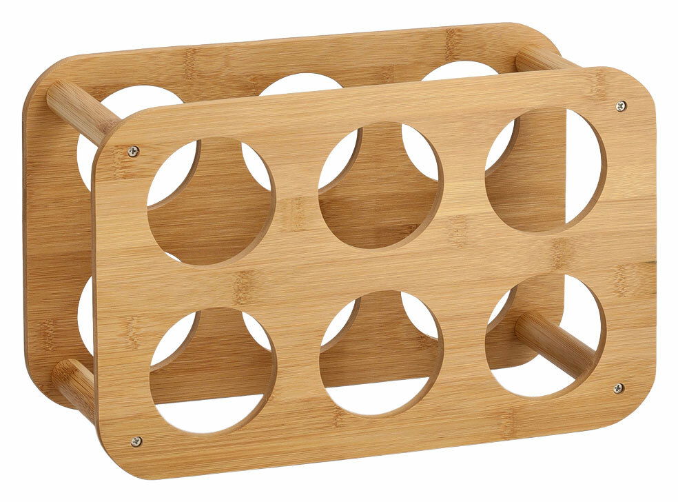 Weinregal aus Holz für 6 Flaschen, seitliche Perspektive