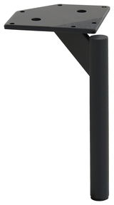 Schwarzes, modernes Tischbein aus Metall in seitlicher Perspektive