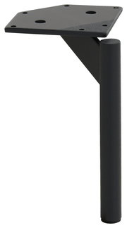 Schwarzes, modernes Tischbein aus Metall in seitlicher Perspektive