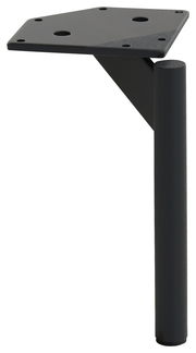 Schwarzes, modernes Tischbein aus Metall in seitlicher Perspektive