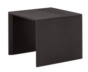 Schwarzer Beistelltisch aus Holz in moderner, minimalistischer Form, seitliche Perspektive