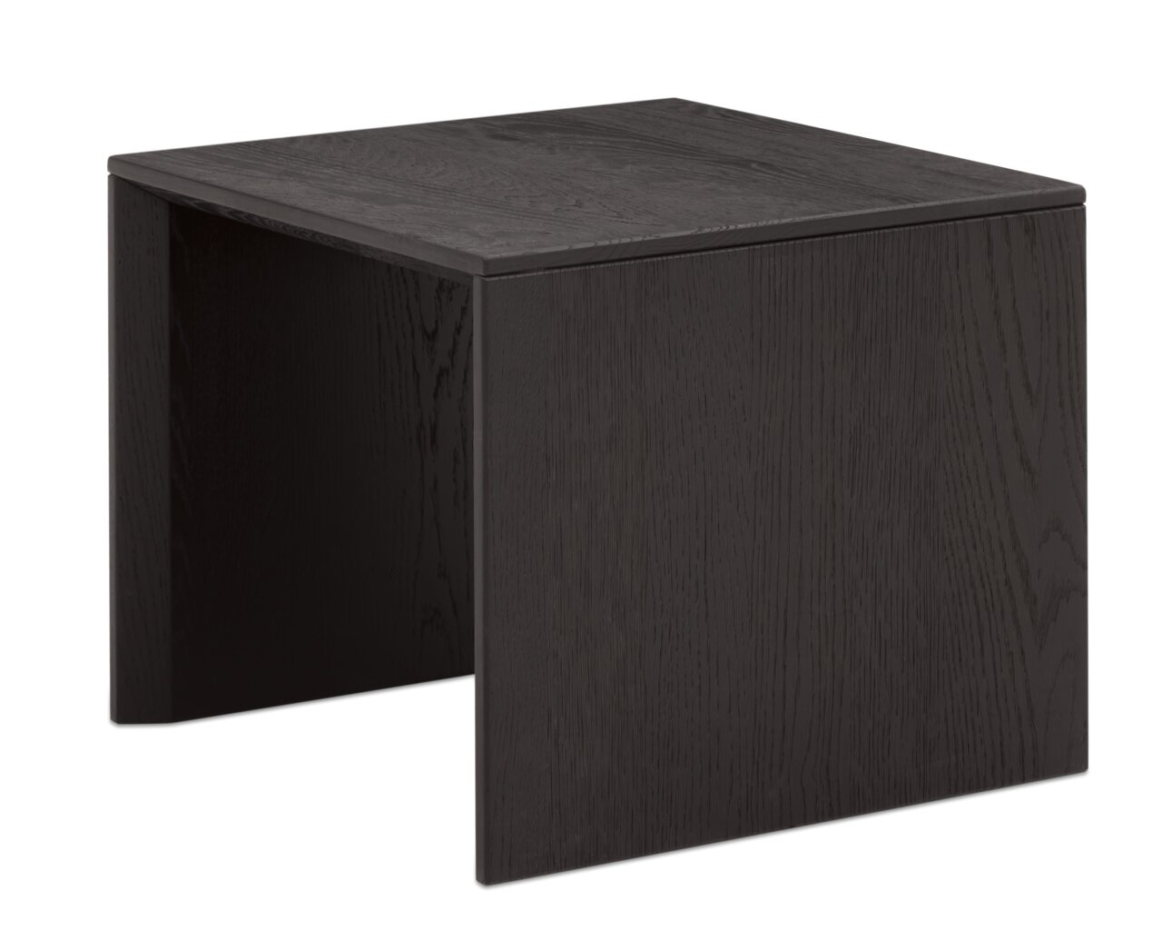 Max Berger Bijzettafel GARDA Zwarte houten bijzettafel in een moderne, minimalistische vorm, zijaanzicht