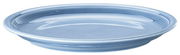 Blauer flacher Teller, 20 cm, mit kreisförmigem Muster, seitliche Perspektive