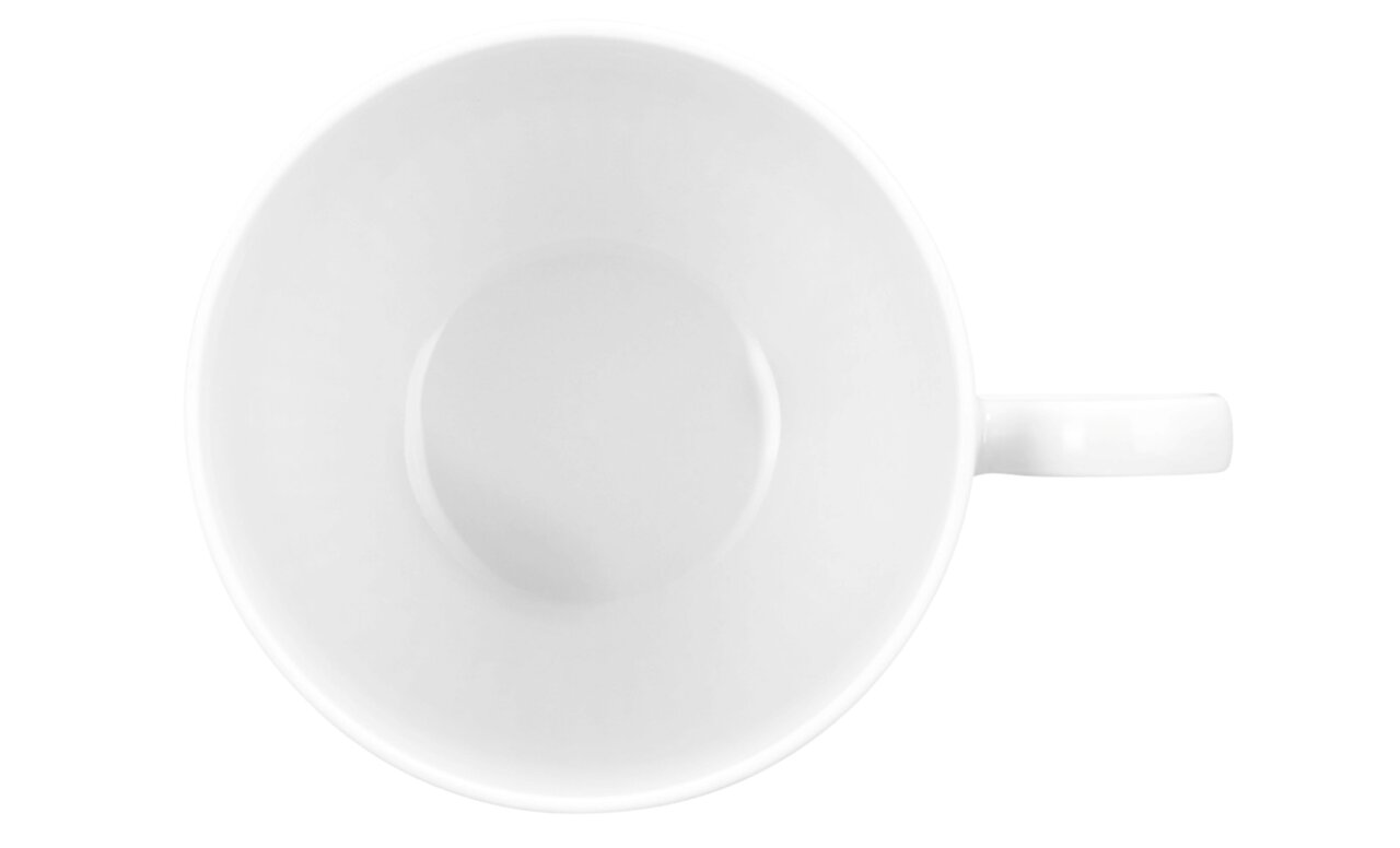 Witte koffiekop van bovenaf gezien met het oor aan de rechterkant, model AMINA van Seltmann Weiden, 0,25 l