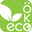 Öko-Logo mit Blättern und Weltkugel, grüne Hintergrundfarbe, Draufsicht