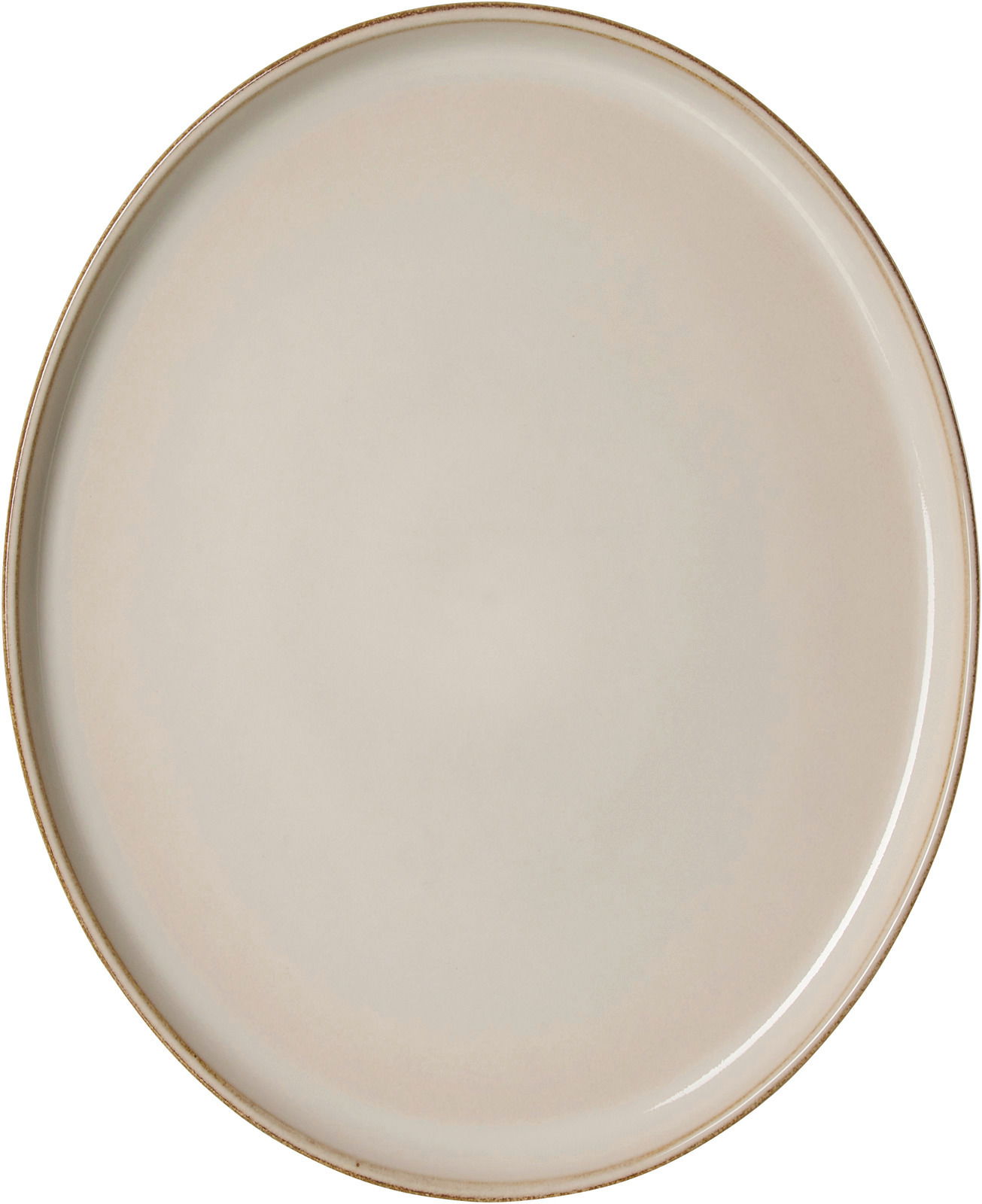 Beige, runde Platte Olivia 29,5x25cm, Draufsicht