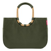 Grüne Einkaufstasche mit ovalen Griffen, Vorderansicht