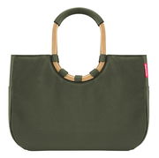 Grüne Einkaufstasche mit ovalen Griffen, Vorderansicht