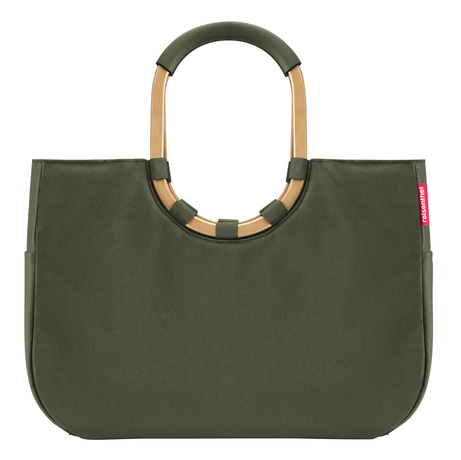 Grüne Einkaufstasche mit ovalen Griffen, Vorderansicht