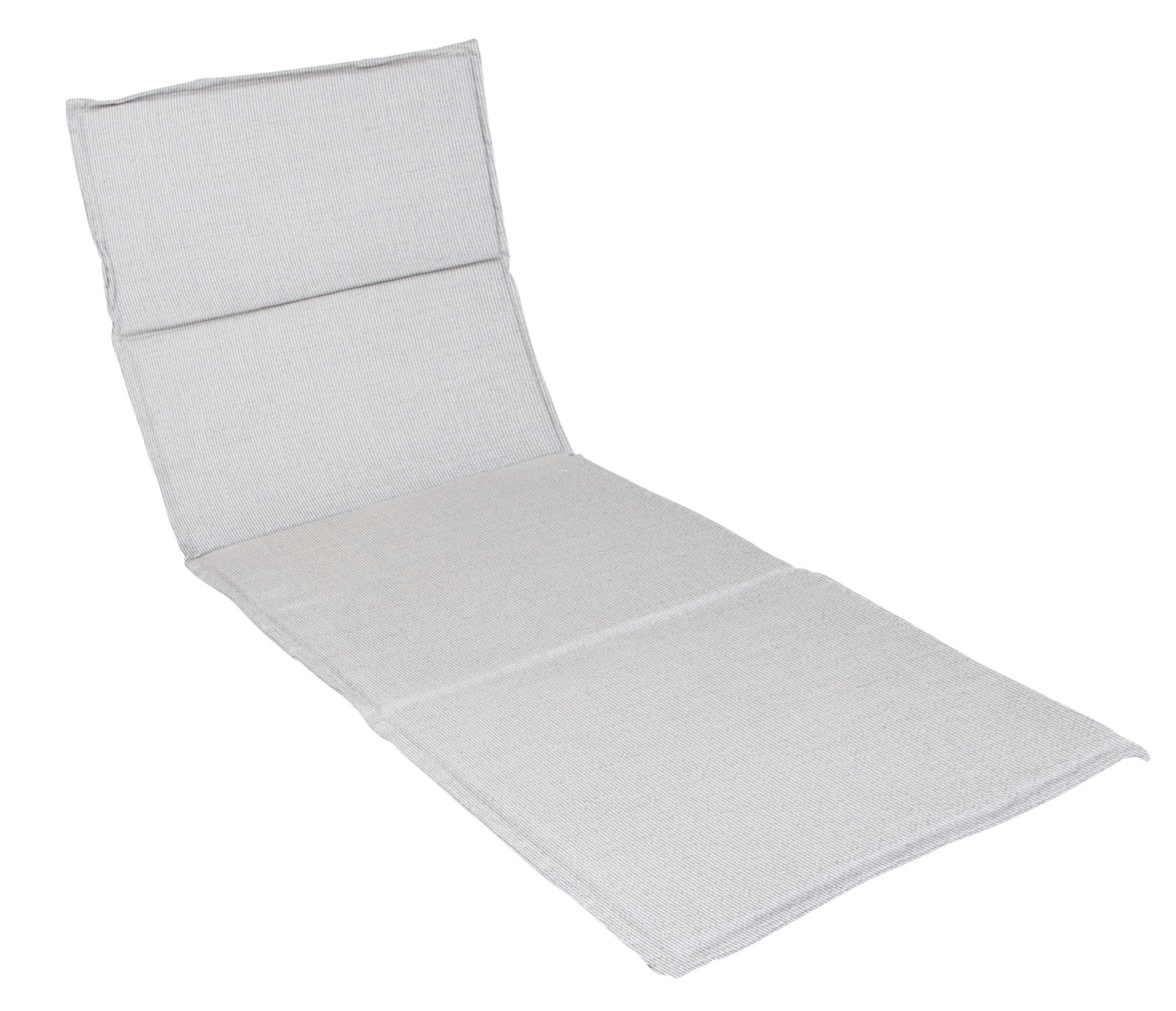 Graues, gepolstertes Auflagekissen für Liegestühle, seitliche Perspektive