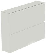 Moderner weißer Hängeschuhschrank mit zwei Klappen, seitliche Perspektive