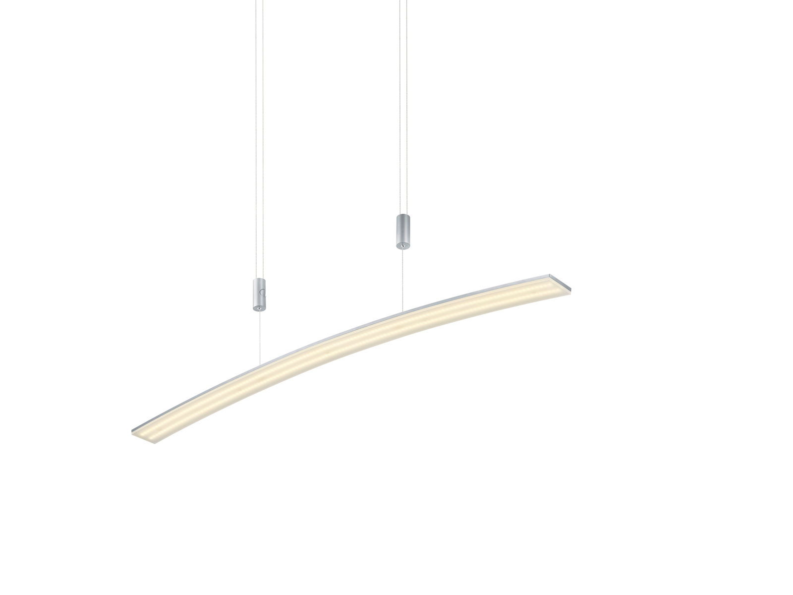 Moderne LED-Pendelleuchte NEW LOIRE in gebogener Form, seitliche Perspektive