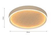 Runde LED-Deckenleuchte mit warmem Licht, seitliche Perspektive, Durchmesser 395mm, Höhe 67mm.
